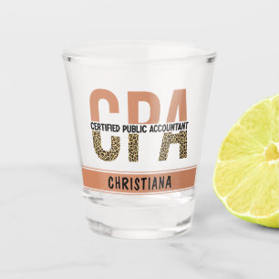 Custom CPA Certified Public Accountant Leopard Shot Glass