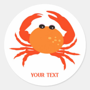 Custom crab red hot orange simple clean fresh  classic round sticker