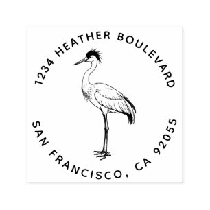Custom Crane Bird Return Address Family Name Self-inking Stamp