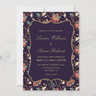 Custom Cream Colourful Floral Wedding Invitation