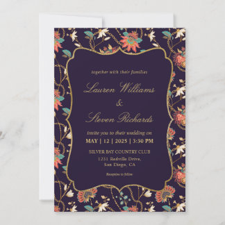 Custom Cream Colourful Floral Wedding Invitation