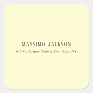 Custom cream personalized minimalist address name square sticker