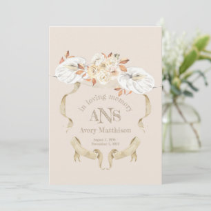 Custom Cream Rose Monogram Crest Funeral Program