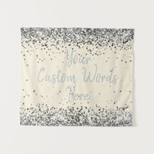 Custom Cream & Silver Birthday Party Photo Booth Tapestry