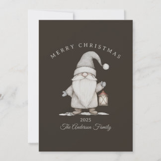 Custom cream silver senior gnome Christmas gift Holiday Card