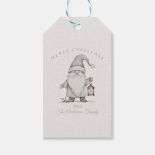 Custom cream silver senior gnome Christmas gift Tags