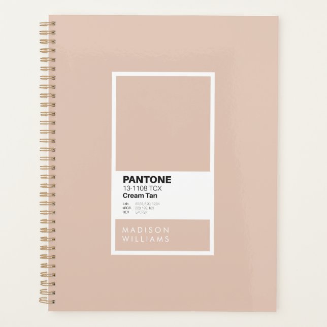 Custom Cream Tan Notebook | Personalized Soft Beig Planner (Front)