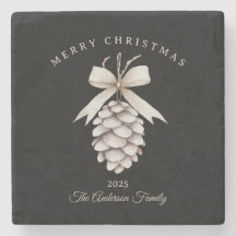 Custom cream white pinecone Christmas gift