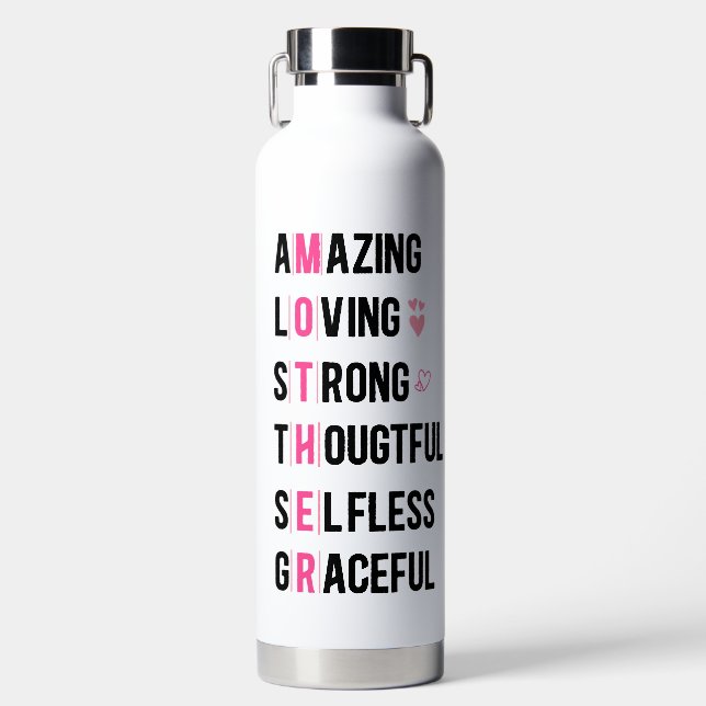 Custom Create Amazing Thoughtful Graceful Words Water Bottle (Front)