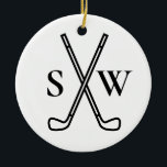 Custom Create Your Own Golf Theme Monogrammed Ceramic Ornament<br><div class="desc">Logo style golf clubs with your monogram initials. Perfect and simple golf theme to create your own personalized holiday Christmas ornament. Great as a gift for those that love to play golf.</div>