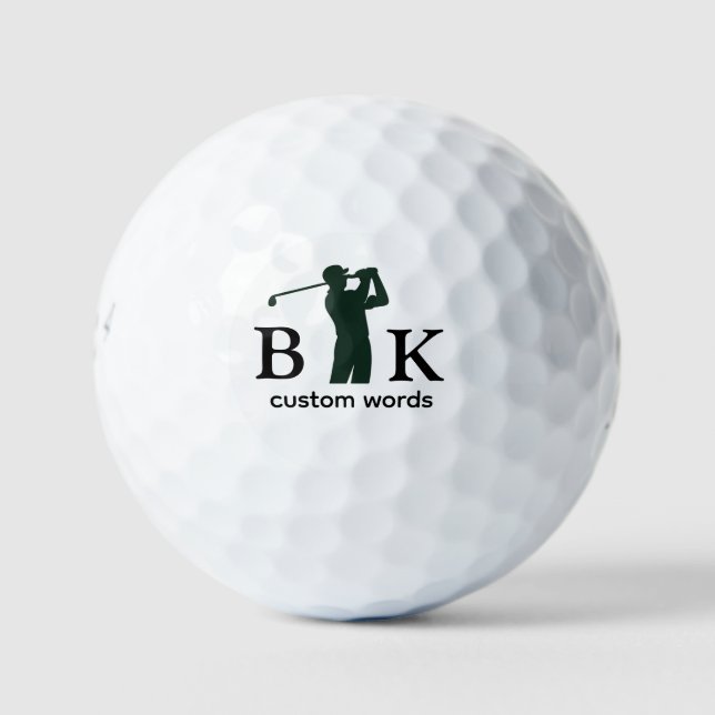 Custom Create Your Own Golfer Monogrammed Golf Balls (Front)