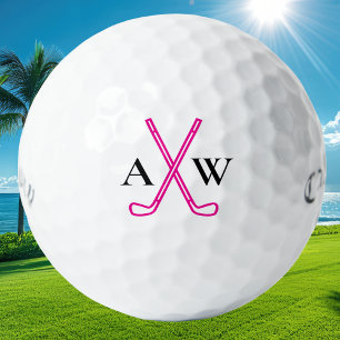 Custom Create Your Own Pink Initial Monogram  Golf Balls