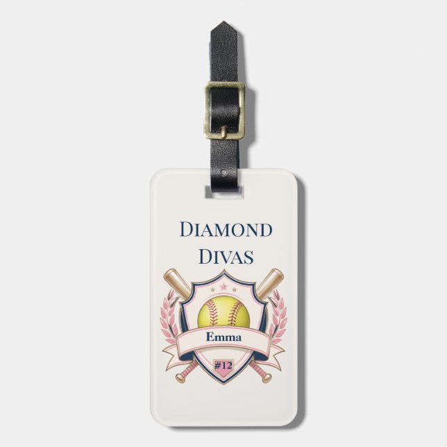 Custom Create Your Own Softball Luggage Tag (Front Vertical)