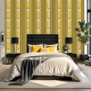Custom Crest Yellow Black Stripe Peel and Stick  Wallpaper