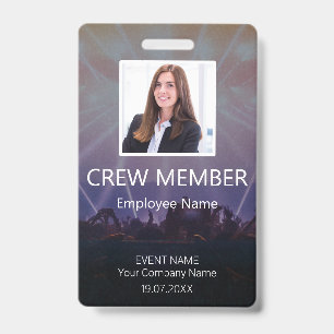 Custom Crew Member Barcode  Event Badge
