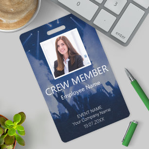 Custom Crew Member Barcode Event Blue Badg Badge