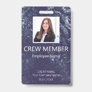 Custom Crew Member Barcode Event Blue Badge