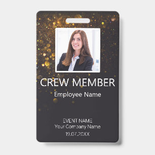 Custom Crew Member Barcode Event Glitter Badge