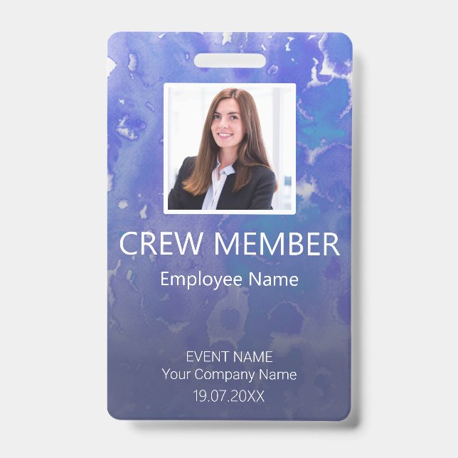 Custom Crew Member Barcode Event Violet Badge (Front)