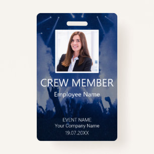 Custom Crew Member Event Blue Badg Badge