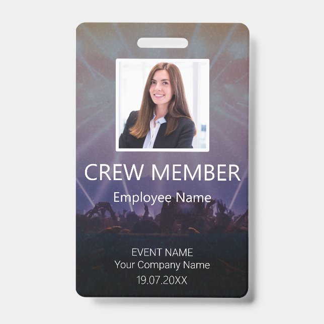 Custom Crew Member QR Code Event Badge (Front)
