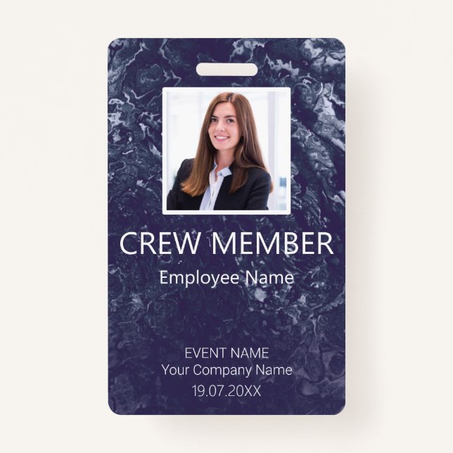 Custom Crew Member QR Code Event Blue Badge (Front)