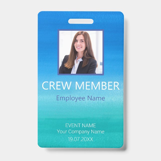 Custom Crew Member QR Code Event Blue Badge (Front)