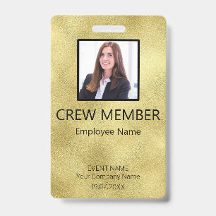 Custom Crew Member QR Code Event Gold Badge