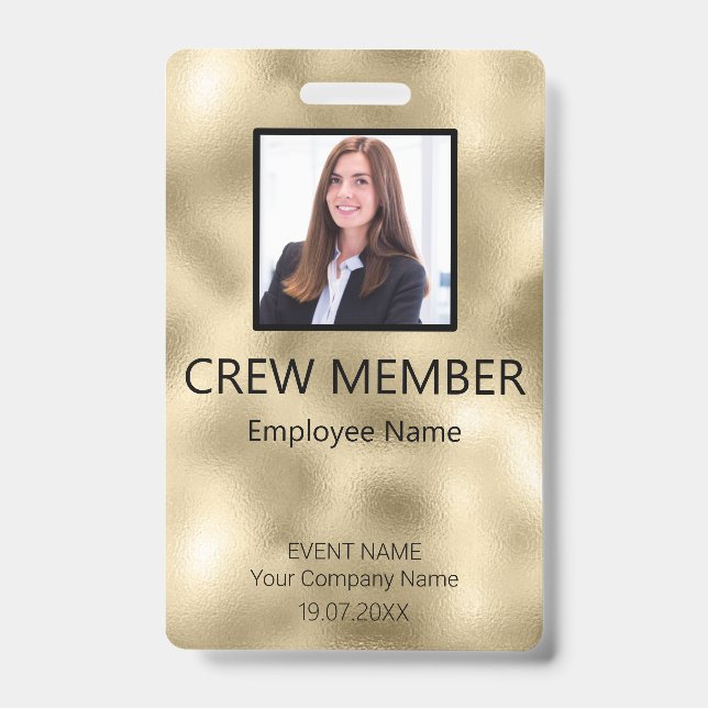 Custom Crew Member QR Code Event Gold Badge (Front)