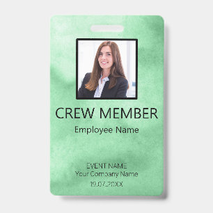 Custom Crew Member QR Code Event Green Badge