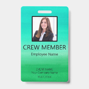 Custom Crew Member QR Code Event Green Badge