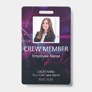 Custom Crew Member QR Code Event  Purple Badge