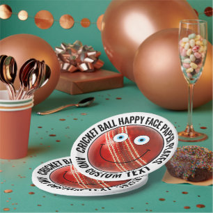 Custom Cricket Theme Party BLUE EYES Happy Face 7" Paper Plate