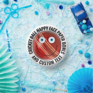 Custom Cricket Theme Party BLUE EYES Happy Face 7" Paper Plate