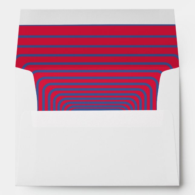 Custom Crimson & Blue Optical Stripes Envelope (Back (Bottom))