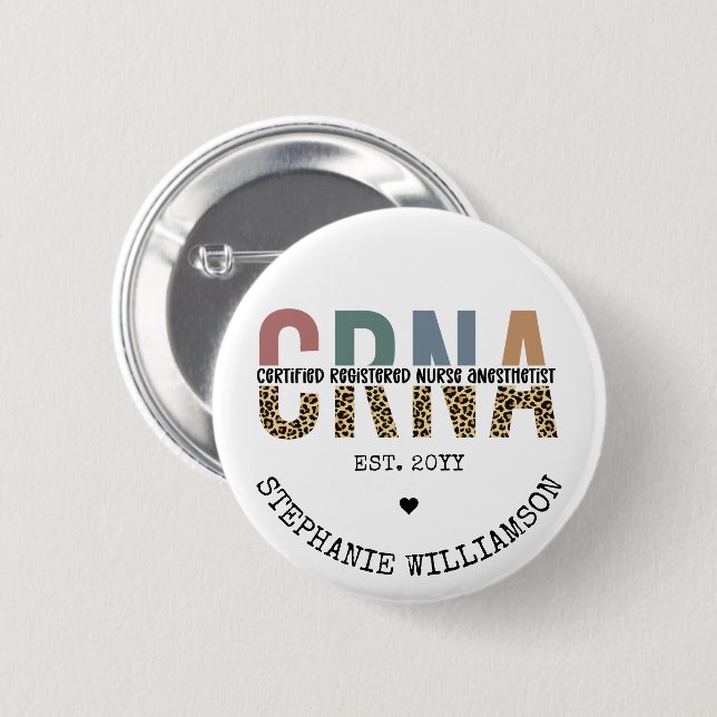 Custom CRNA Certified Registered Nurse Anesthetist 2 Inch Round Button (Front & Back)