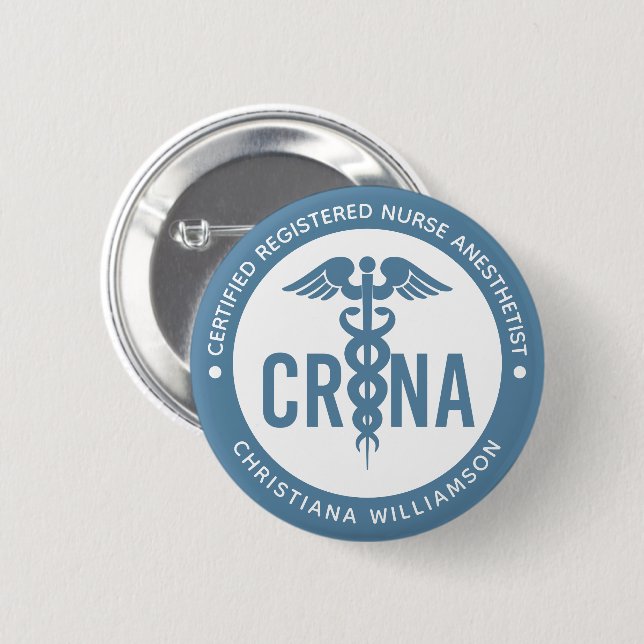 Custom CRNA Certified Registered Nurse Anesthetist 2 Inch Round Button (Front & Back)