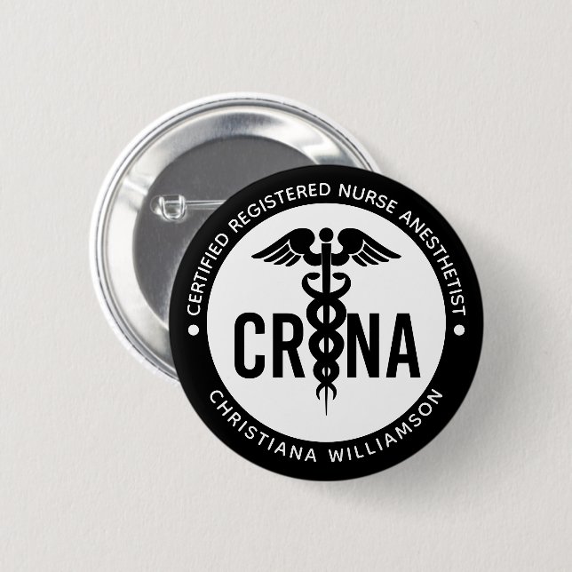 Custom CRNA Certified Registered Nurse Anesthetist 2 Inch Round Button (Front & Back)
