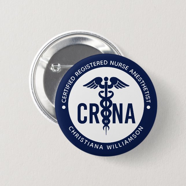 Custom CRNA Certified Registered Nurse Anesthetist 2 Inch Round Button (Front & Back)