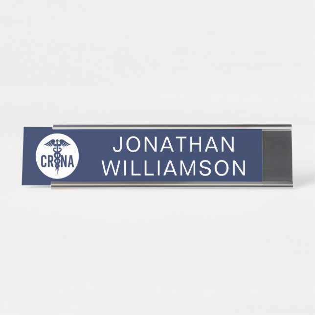 Custom CRNA Certified Registered Nurse Anesthetist Desk Name Plate (Front)