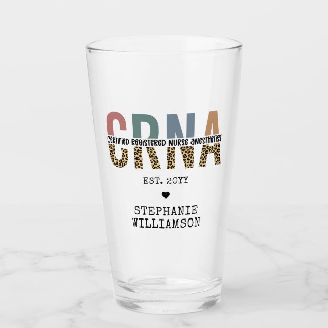 Custom CRNA Certified Registered Nurse Anesthetist Glass (Front)