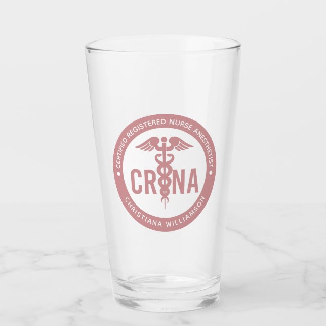Custom CRNA Certified Registered Nurse Anesthetist Glass (Front)
