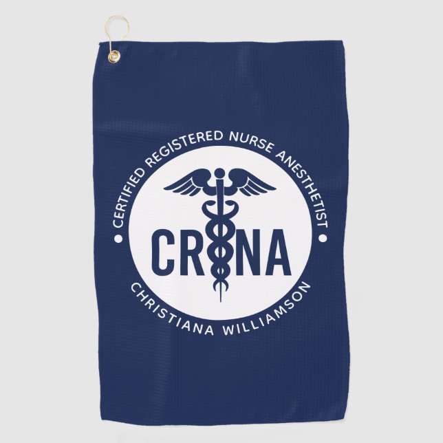 Custom CRNA Certified Registered Nurse Anesthetist Golf Towel (Front)