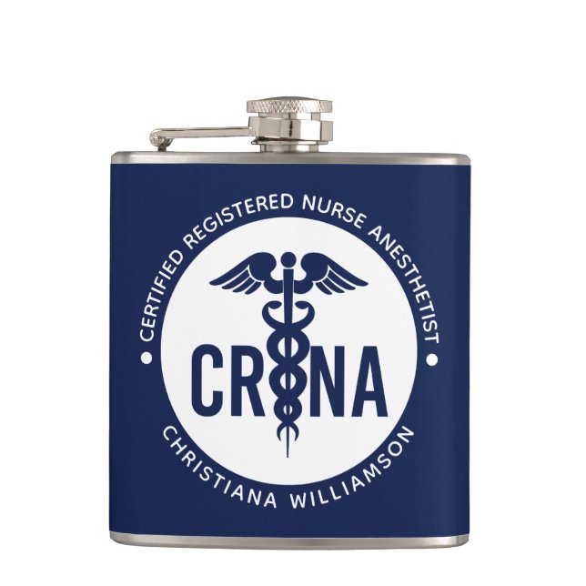 Custom CRNA Certified Registered Nurse Anesthetist Hip Flask (Front)