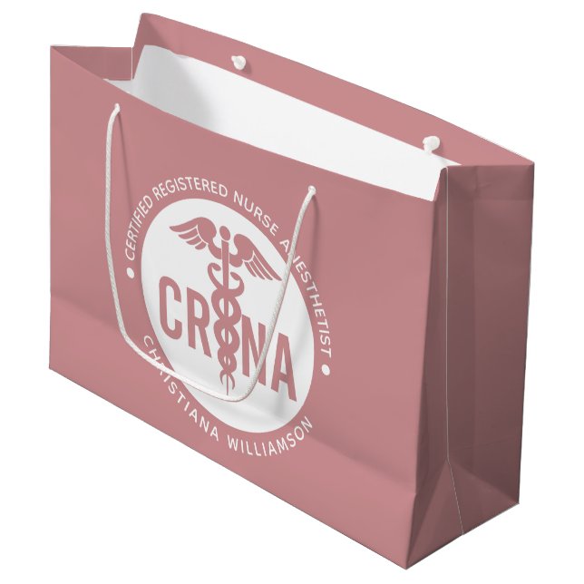 Custom CRNA Certified Registered Nurse Anesthetist Large Gift Bag (Front Angled)