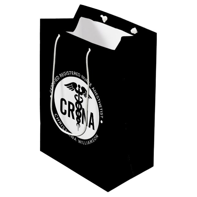 Custom CRNA Certified Registered Nurse Anesthetist Medium Gift Bag (Front Angled)