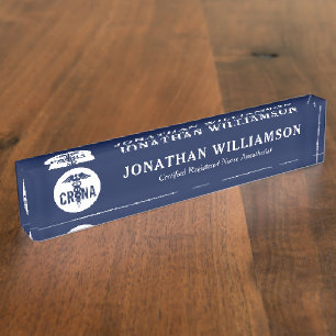 Custom CRNA Certified Registered Nurse Anesthetist Nameplate