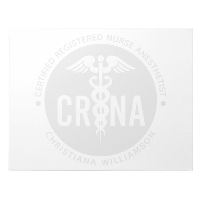 Custom CRNA Certified Registered Nurse Anesthetist Notepad (Front)