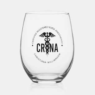 Custom CRNA Certified Registered Nurse Anesthetist Stemless Wine Glass