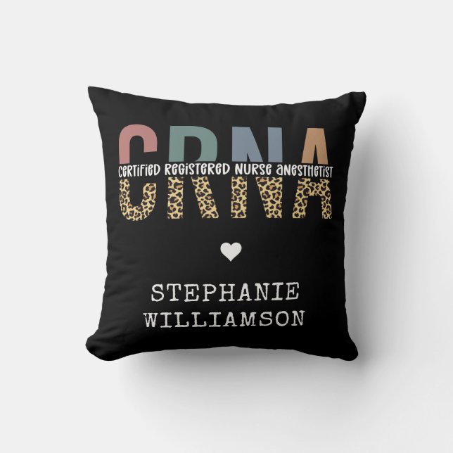 Custom CRNA Certified Registered Nurse Anesthetist Throw Pillow (Front)